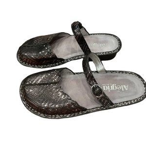 Allegria Mary Jane Black Sparkle Metallic Shoes Sz 38W